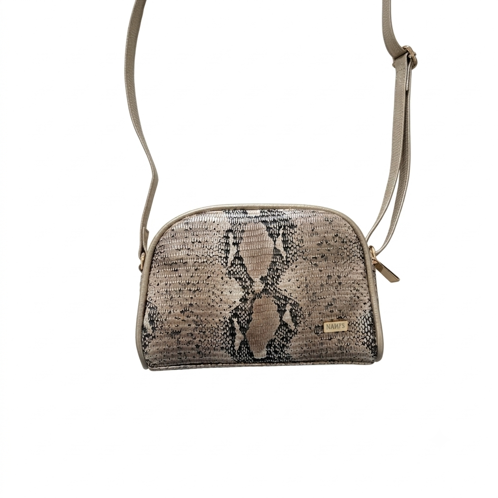 Bolso manos libres pequeño dorado en cuero