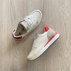 Tenis talco con apliques rojo cuero