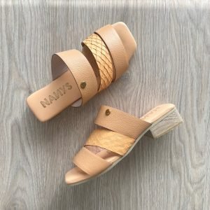 Sandalias bajitas durazno en cuero