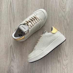Tenis talco con dorado en cuero
