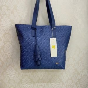 Bolso grande azul en cuero