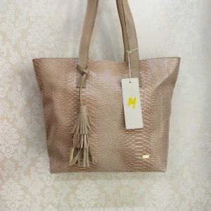 Bolso grande taupe en cuero