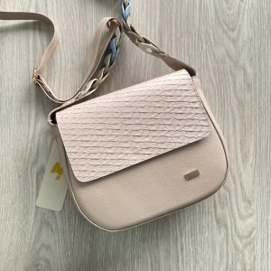 Bolso manos libres palo rosa en cuero