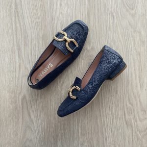 Baletas azules en cuero