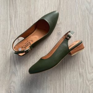 Baleta verde militar en cuero