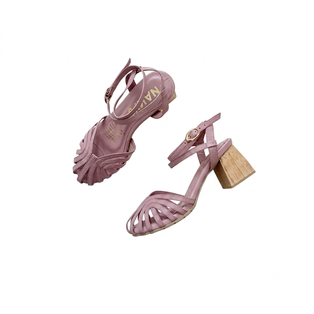 Sandalias rosadas en cuero - Imagen 2