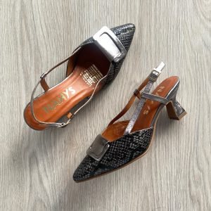 Zapatos caño fusil en cuero con plateado