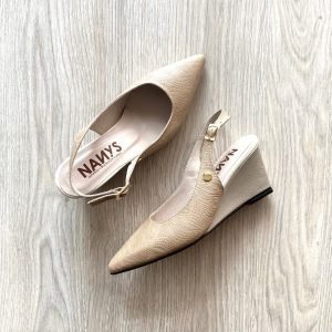 Zapatos taupe en cuero con tacón playa