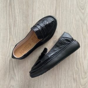 Baletas alpargatas negras en cuero