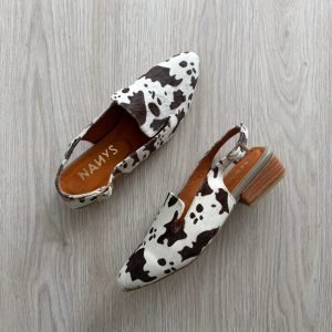 Baleta vaca animal print en cuero