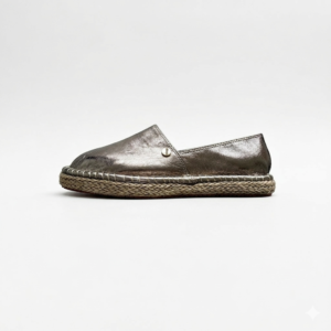 Alpargatas bronce en cuero con yute