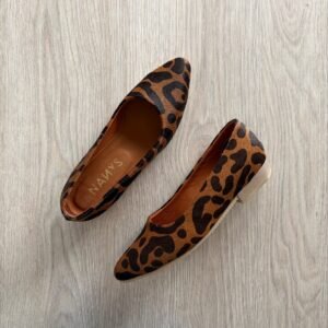 Baletas animal print miel en cuero