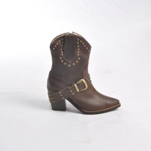 Botas texanas café en cuero con taches