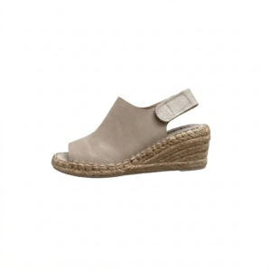 Sandalias taupe en cuero con plataforma en yute