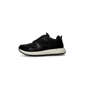 Tenis negros en cuero liso y grabado