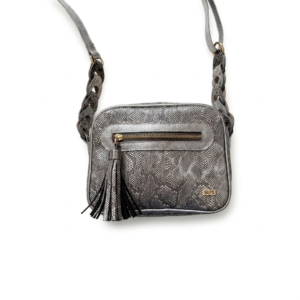 Bolso plomo en cuero manos libres