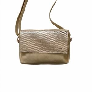Bolso manos libres mediano dorado en cuero