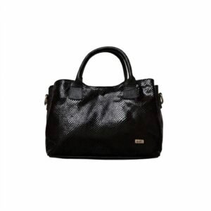 Bolso negro en cuero liso y folia