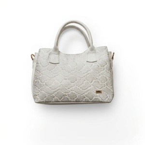 Bolso blanco en cuero liso y folia