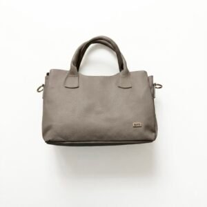 Bolso taupe en cuero liso