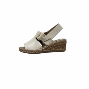 Sandalias talco en cuero con plataforma en yute