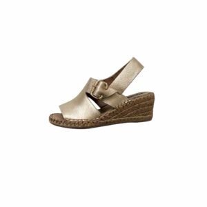 Sandalias doradas en cuero con plataforma en yute