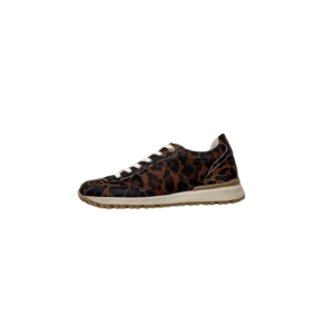 Tenis animal print miel en cuero peludo