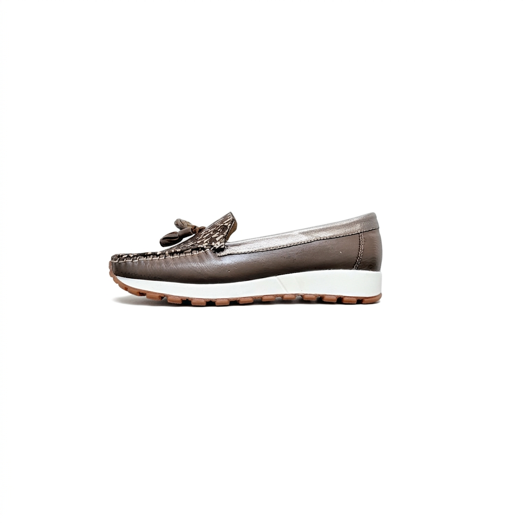 Mocasines moca en cuero