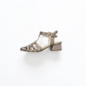 Zapatos bronce en cuero tipo canasta