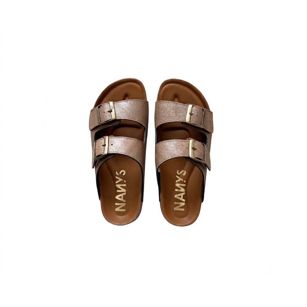 Sandalias miel en cuero - Imagen 3