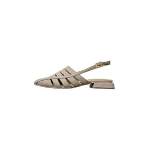 Baleta taupe en cuero puntuda