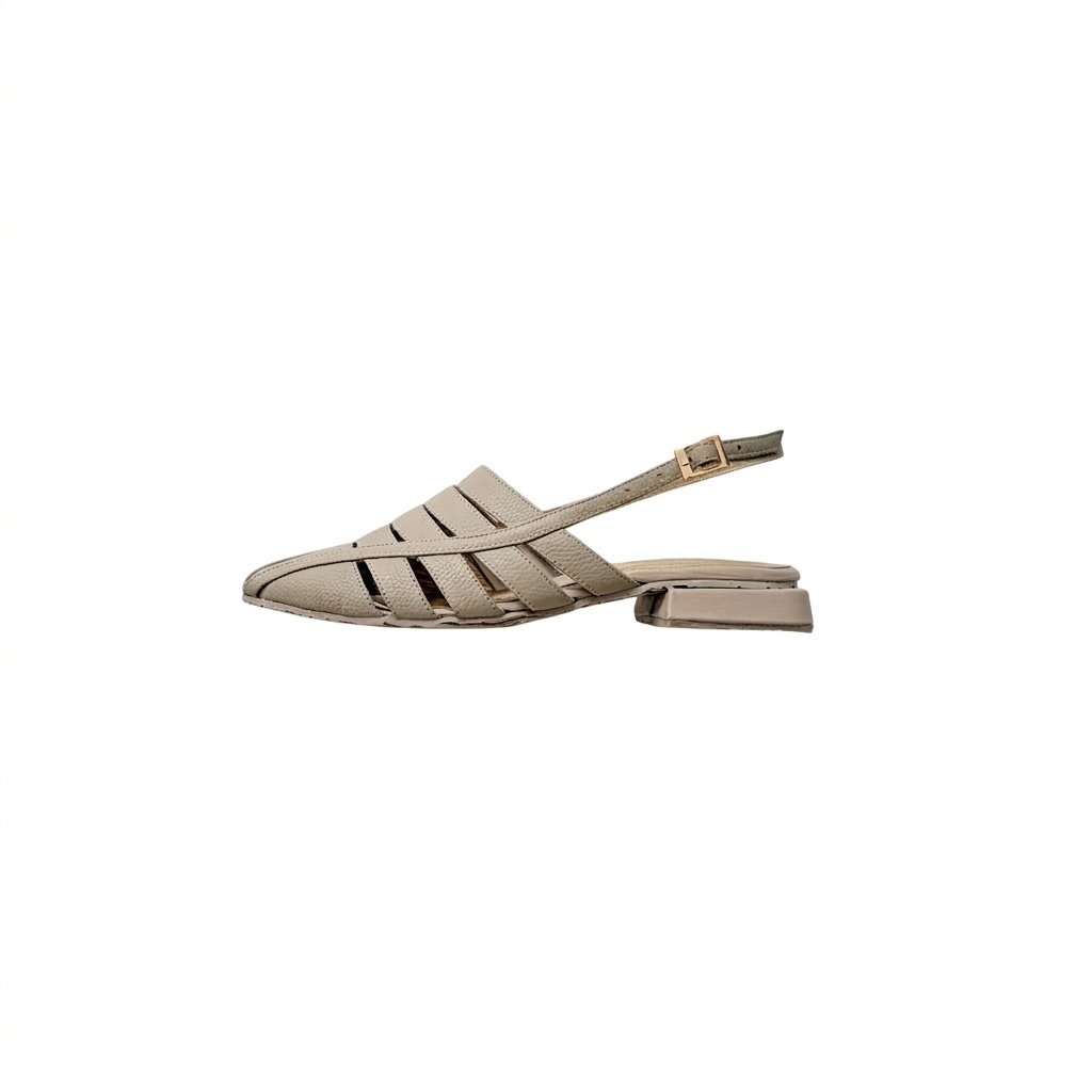 Baleta taupe en cuero puntuda