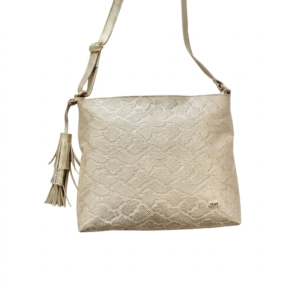 Bolso manos libres mediano dorado en cuero