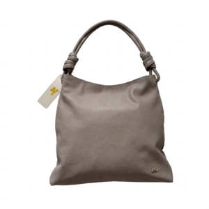 Bolso taupe con nudos en cuero