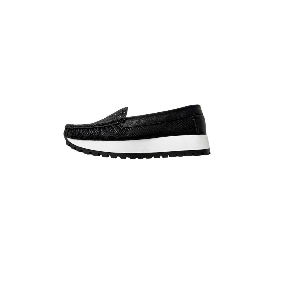 Mocasines altos negro en cuero