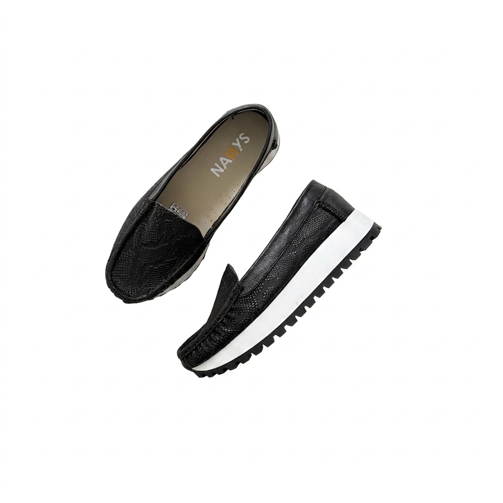 Mocasines altos negro en cuero - Imagen 2