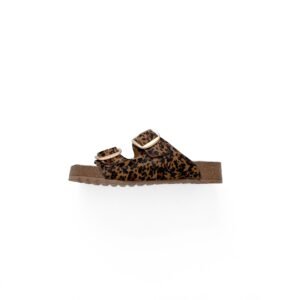 Sandalias animal print miel en  cuero