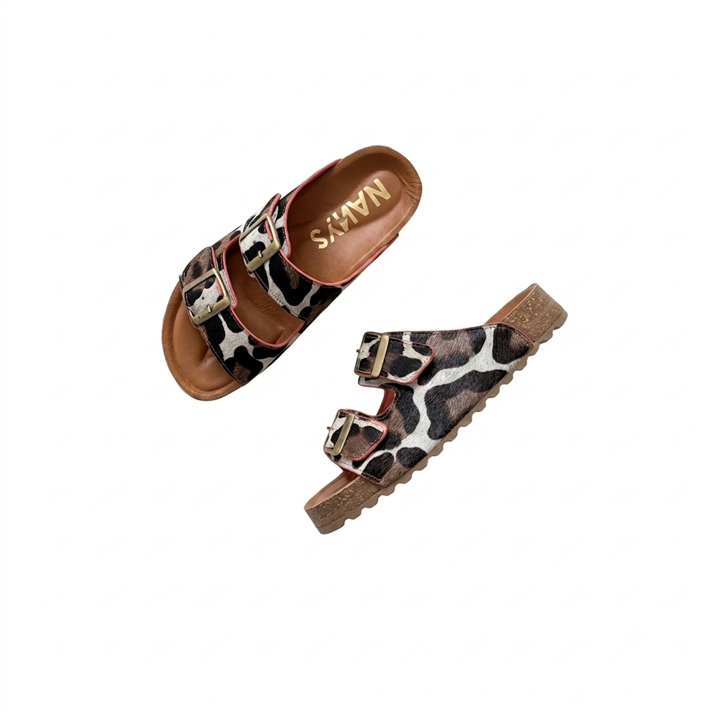 Sandalias animal print en cuero - Imagen 3