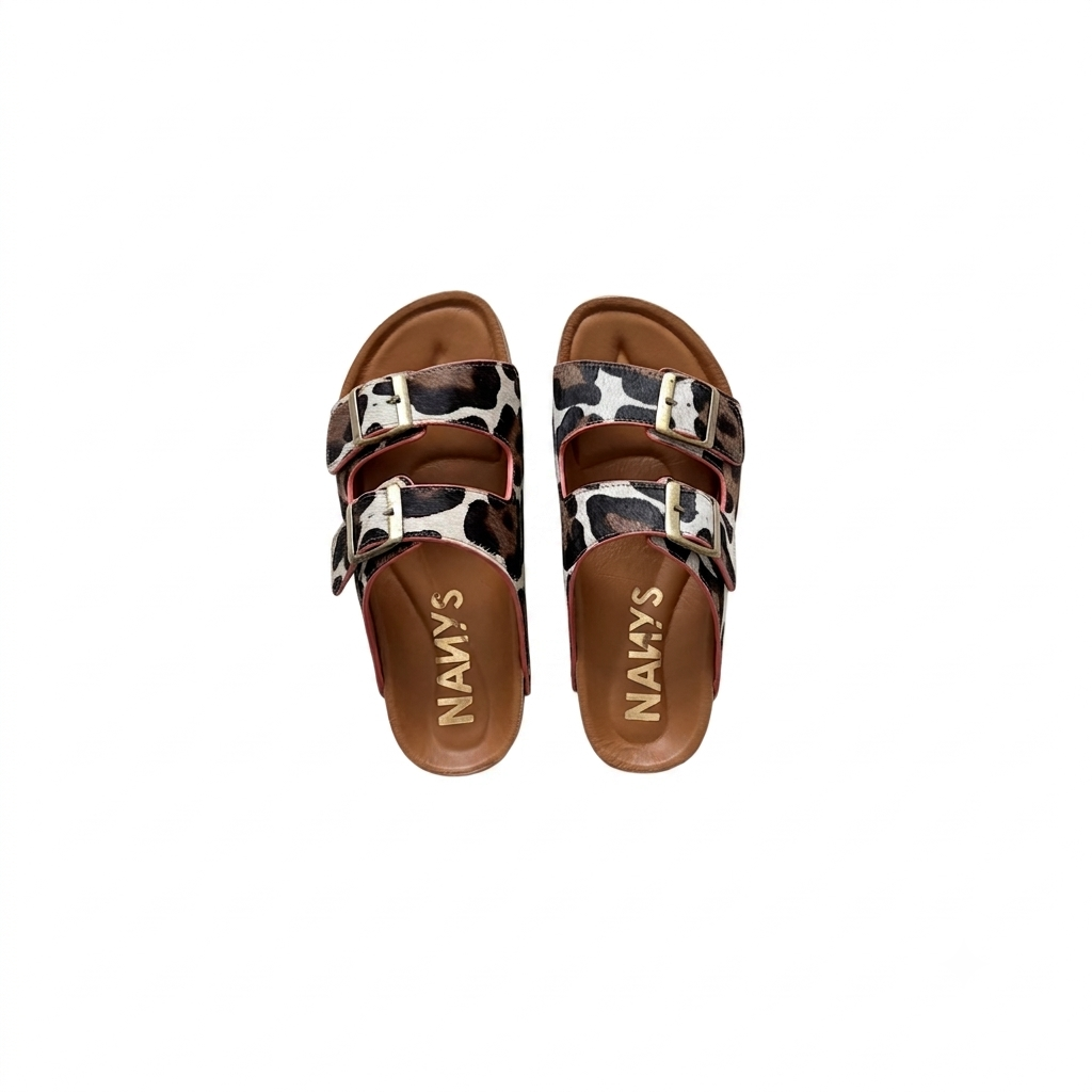 Sandalias animal print en cuero - Imagen 2