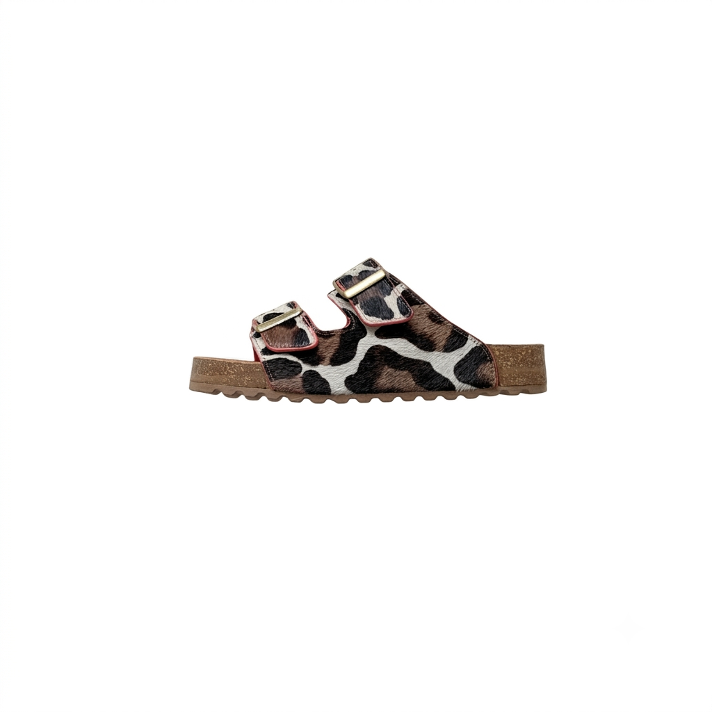 Sandalias animal print en cuero