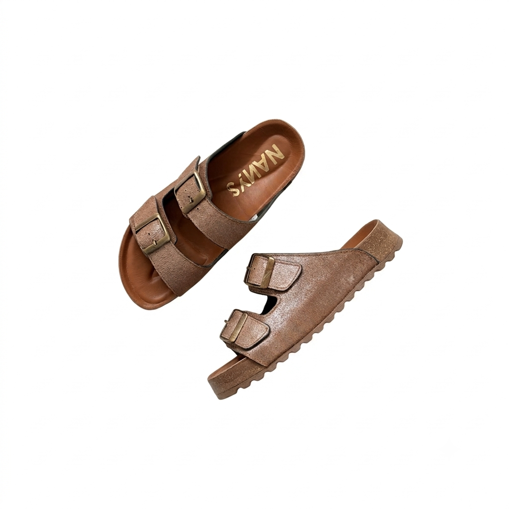 Sandalias miel en cuero - Imagen 2