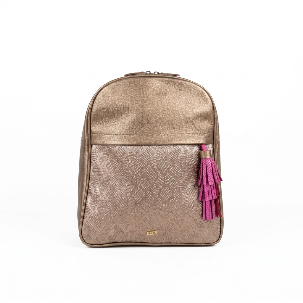 Morral grande bronce en cuero