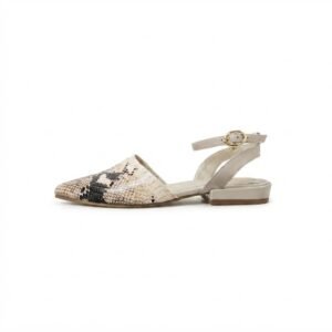 Baletas beige pitón en cuero