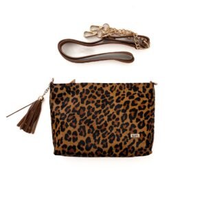 Bolso animal print miel  en cuero