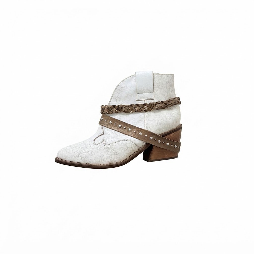Botas blancas con miel en cuero