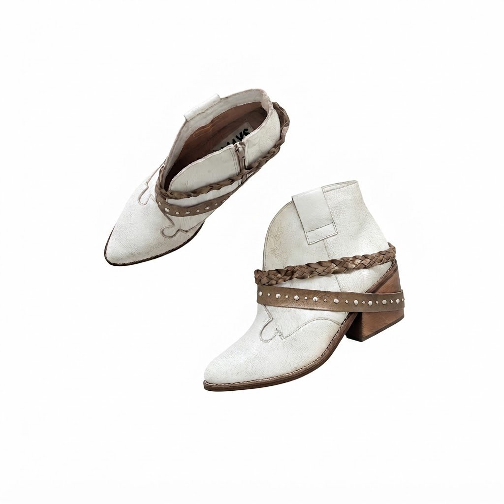 Botas blancas con miel en cuero - Imagen 2
