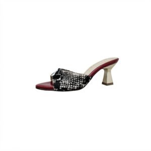 Sandalias animal print blanco, negro y rojo en cuero