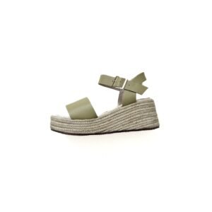 Sandalia verde limonchelo en cuero con yute