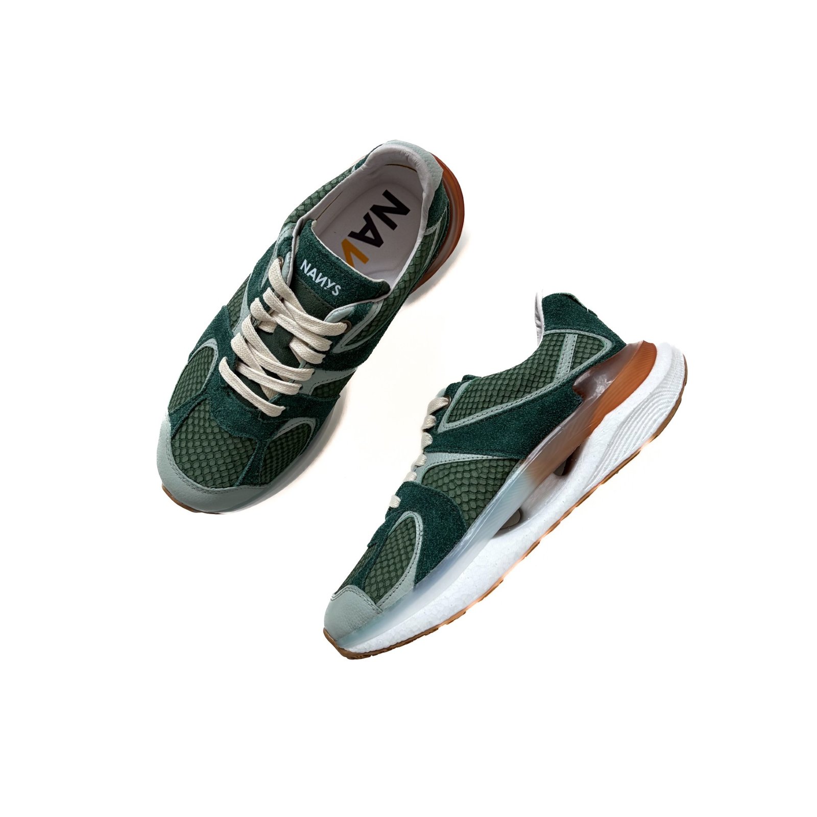 Tenis verdes en cuero con suela deportiva - Imagen 2