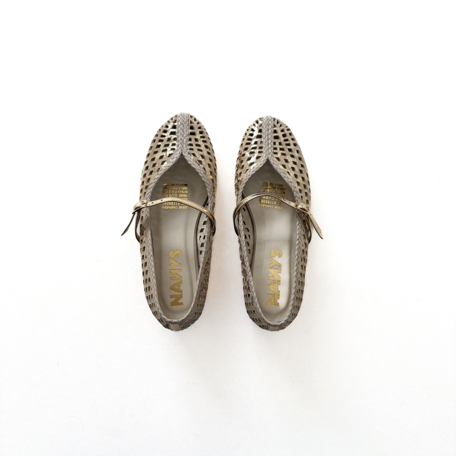 Baleta beige con dorado en cuero - Imagen 3